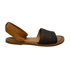 Sarto Women’s Black & Brown Leather/Raffia Open-Toe Slingback Sandals Size 10M